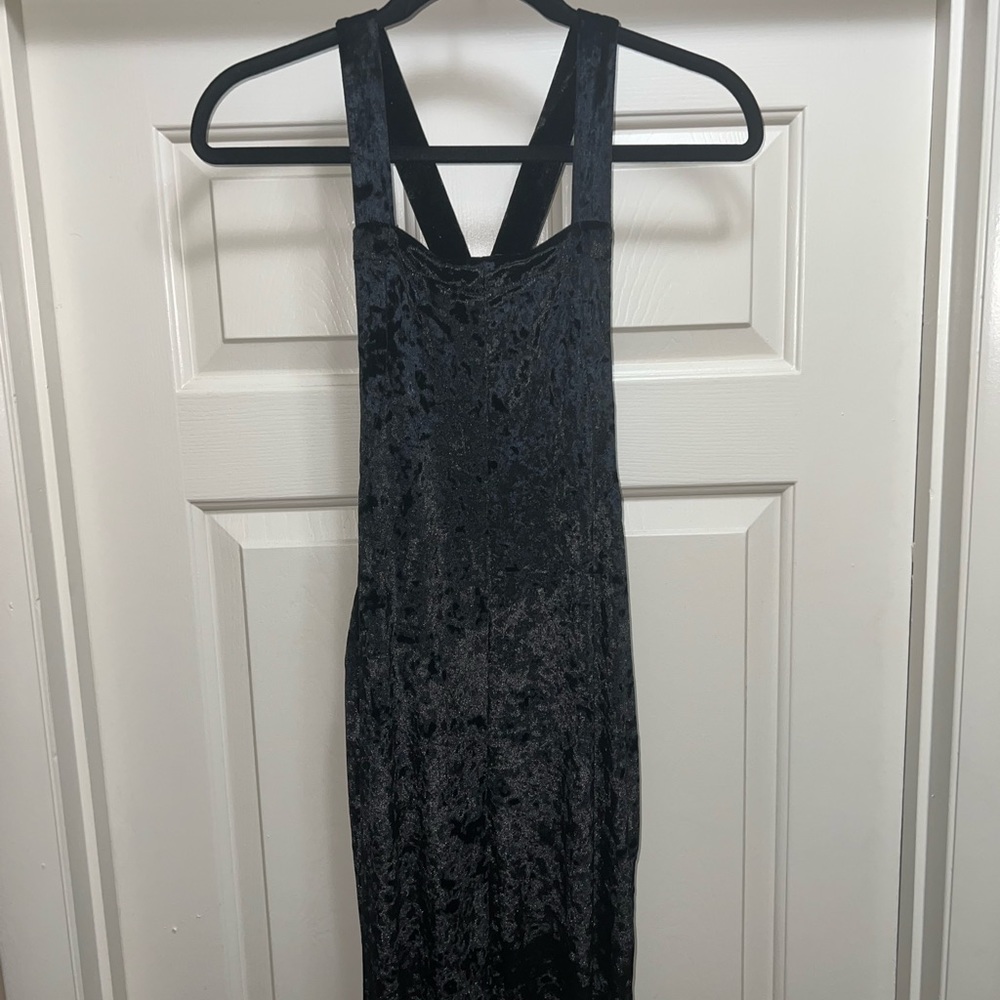 Urban outfitters black crushed velvet jumpsuit
